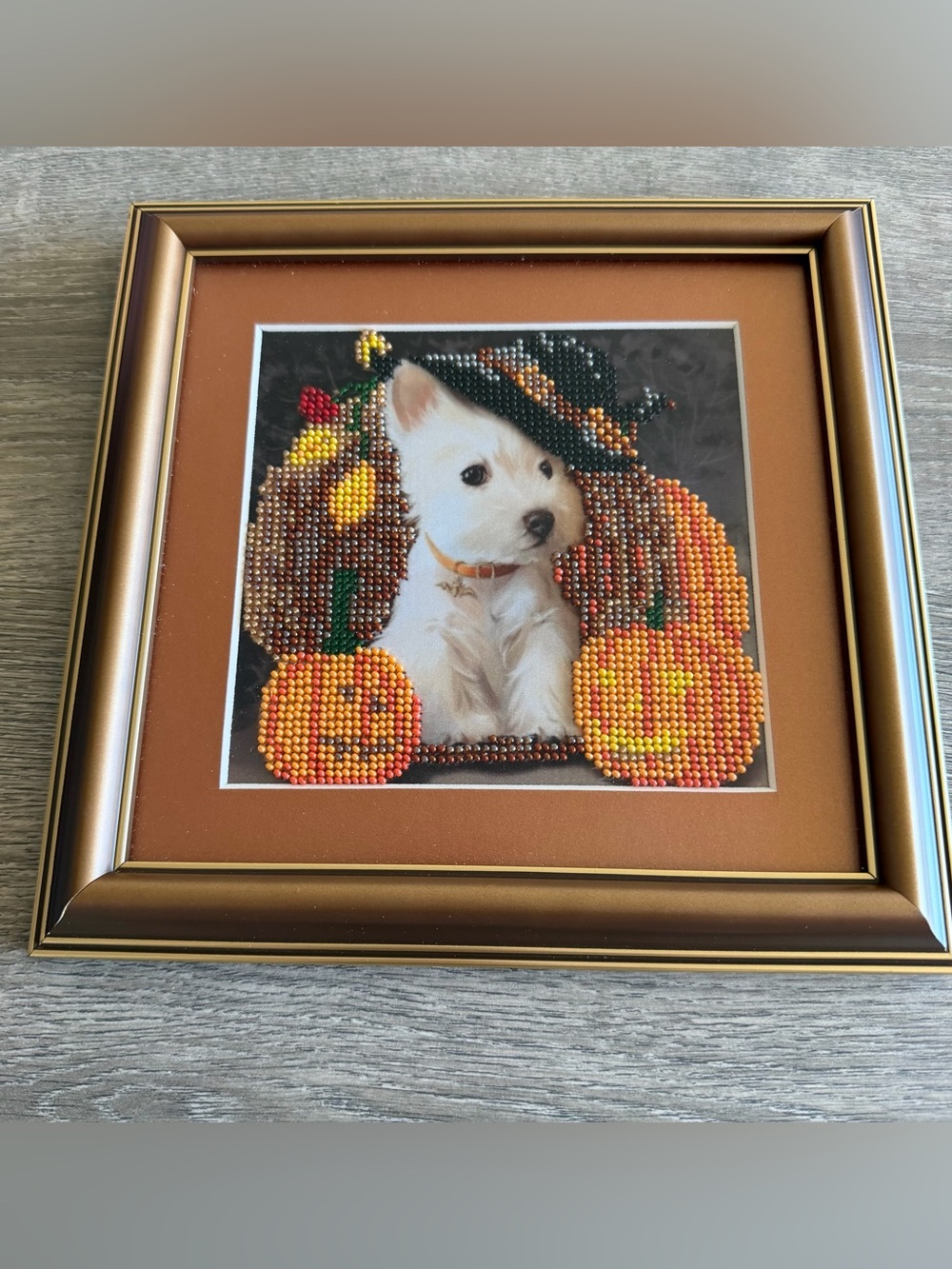 New hand made Puppy Pumpkin Art Square - Decorative Dog Wall Accent  Halloween